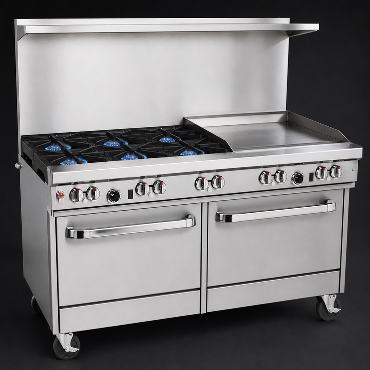 Product image #3 for Southbend Ultimate 60-Inch Gas Restaurant Range with 48-Inch Griddle, Standard Oven and Cabinet Base