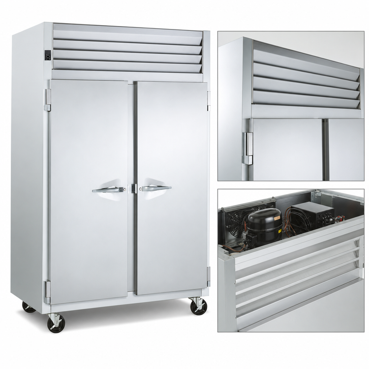 Product image #3 for Dealer's Choice 2-Section Reach-In Freezer with Full-Height Solid Doors, Self-Contained, 115V