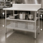 Thumbnail image #3 for Eagle Group 24108SADJUS-18/4 Adjustable Work Table Undershelf, 108 x 24 Inch, 18/430 Stainless Steel