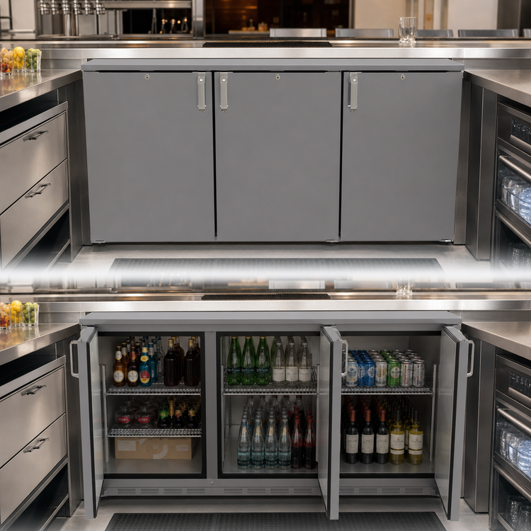 Product image #3 for Glastender CP1RL60 Pass-Thru Back Bar Cooler, 60-Inch, 3-Section, Remote Refrigeration, Low Profile