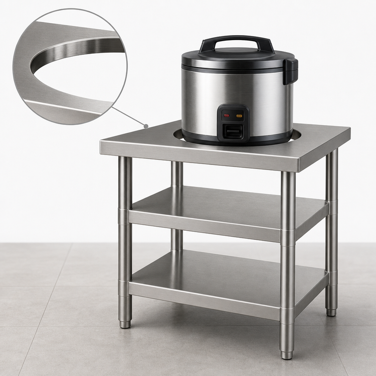 Product image #3 for Eagle Group 24 x 32 Inch Rice Cooker Equipment Stand with Cutout, Stainless Steel, 2 Adjustable Undershelves
