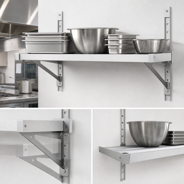 Product image #4 for New Age Heavy-Duty Adjustable Wall-Mounted Aluminum Shelf, 18 x 48 Inches
