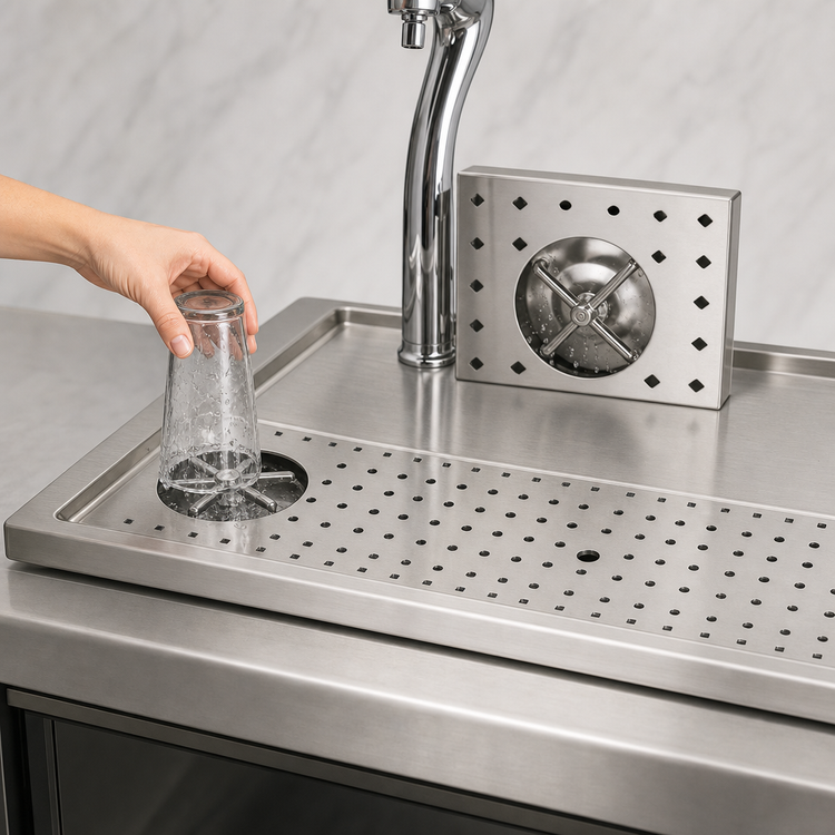 Product image #3 for Micro Matic USA Platform Drip Tray with Glass Rinser, Surface Mount, 59 x 20 Inches, for 12-14 Faucets