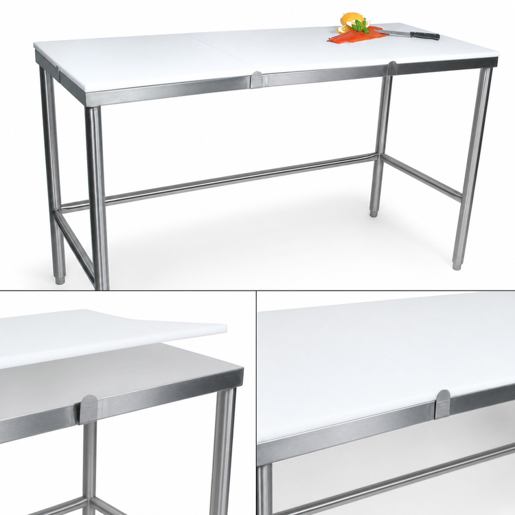 Product image #3 for John Boos 36 Inch x 24 Inch Reversible 3/4 Inch Poly Top Trimming Table with Stainless Steel Legs