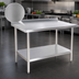 Thumbnail image #3 for Klinger's Trading Heavy Duty Stainless Steel Work Table with 2-Inch Backsplash, Open Base, 72 x 30 x 38 Inches
