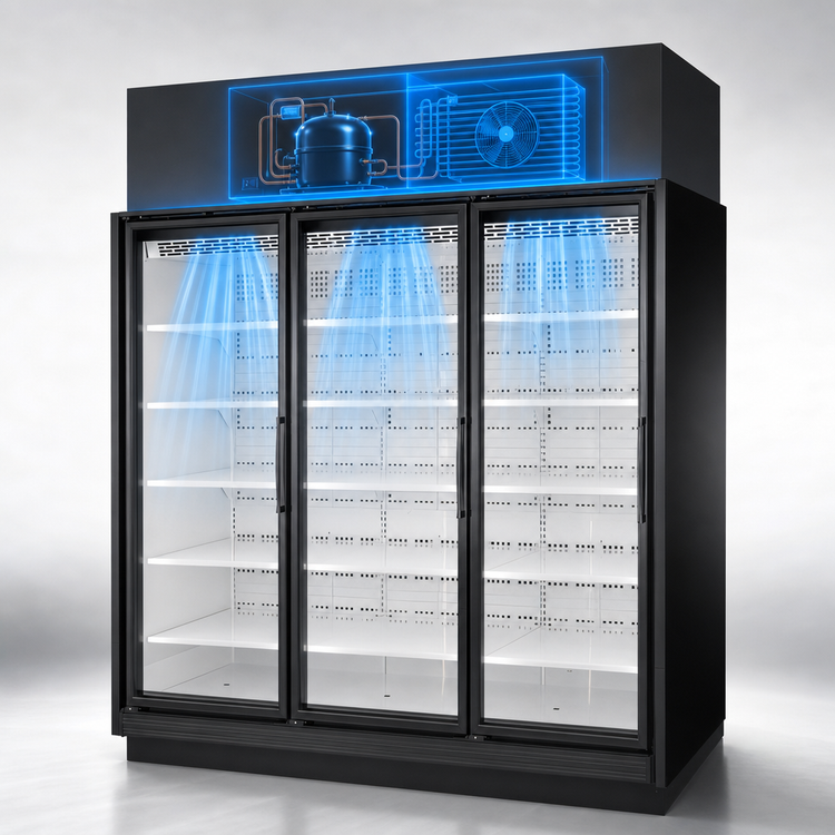 Product image #3 for Three-Section Low-Temp Self-Contained Glass Door Freezer Merchandiser