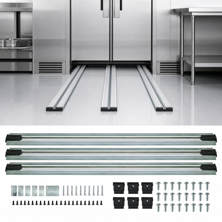 Product image #3 for Quantum Double Unit Floor Track Assembly Kit with 3 15-Foot V-Groove Aluminum Tracks