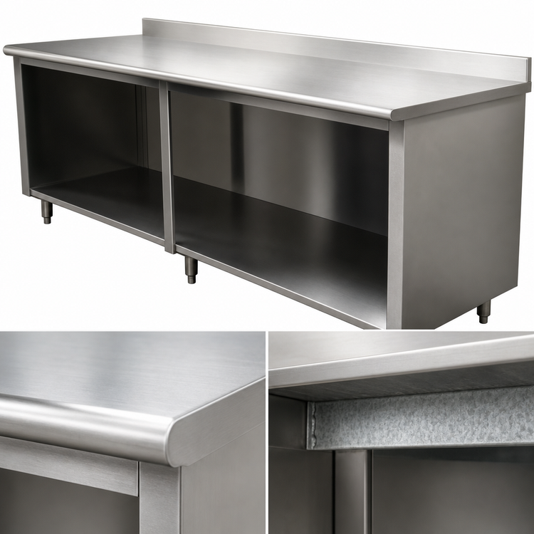 Product image #3 for Advance Tabco Special Value Series 120-Inch x 24-Inch 16-Gauge 304 Stainless Steel Open Base Work Table with 5-Inch Backsplash