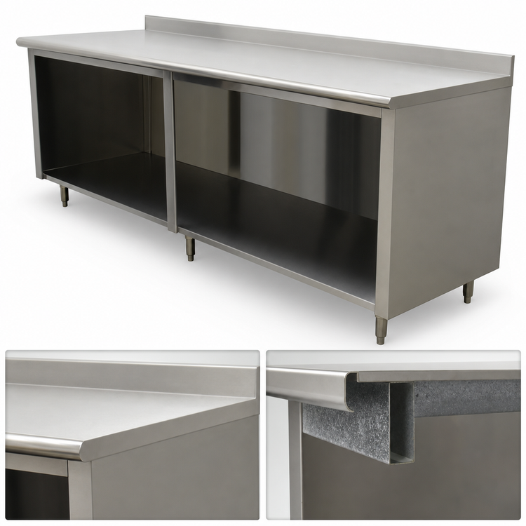 Product image #3 for Advance Tabco Special Value Series 108-Inch x 24-Inch Economy Open Base Stainless Steel Work Table with 5-Inch Backsplash