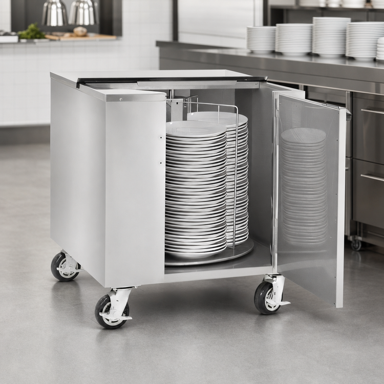 Product image #4 for Unheated Enclosed Insulated Dish Storage Cart for 12-Inch Plates, 252-Plate Capacity, Stainless Steel