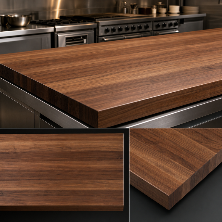 Product image #3 for Boos Block American Black Walnut Kitchen Countertop, 144 x 30 x 3 Inches, Full-Length Edge Grain, Varnique Finish