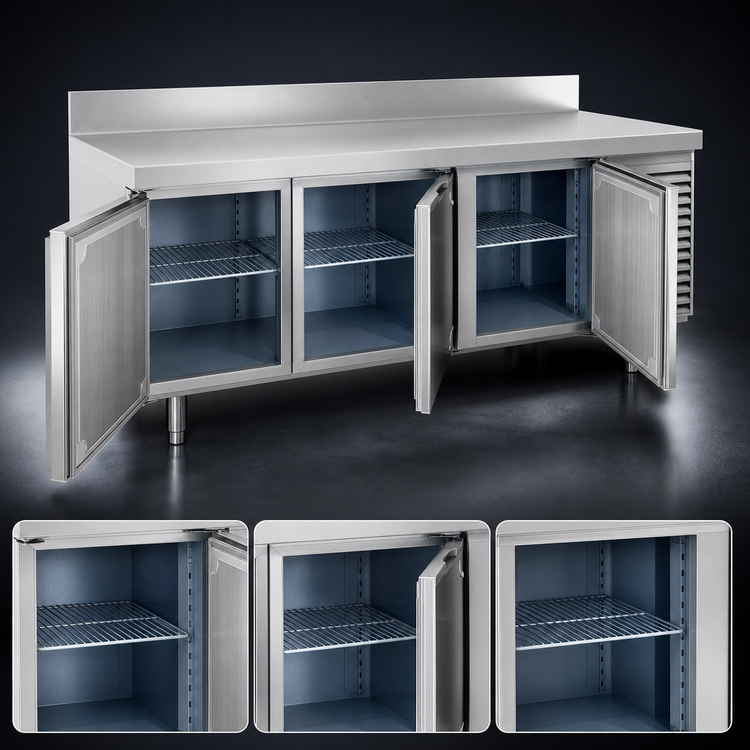 Product image #3 for La Rosa 80-Inch Three-Section Work Top Freezer Base with Doors