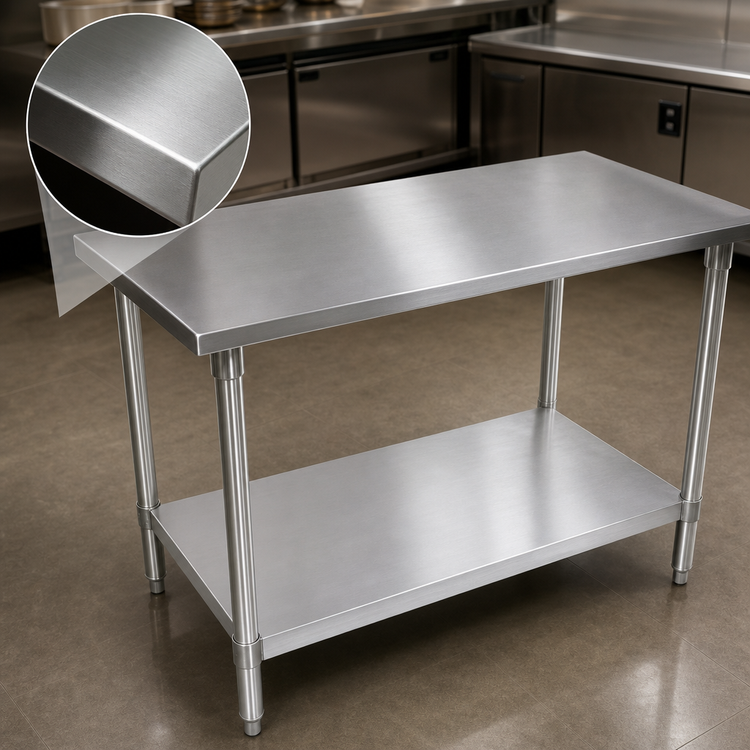 Product image #3 for John Boos Stallion 72" x 24" 16-Gauge Stainless Steel Work Table with Galvanized Base and Adjustable Undershelf
