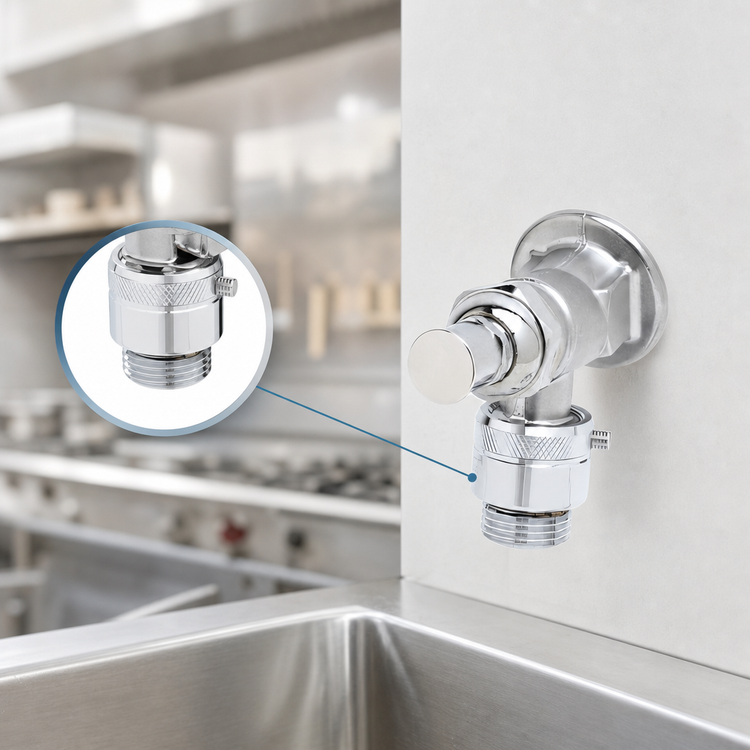 Product image #3 for T&S Brass B-0736 Sill Faucet with Vacuum Breaker, Loose Key Handle, Bronze Body, Rough Chrome Finish