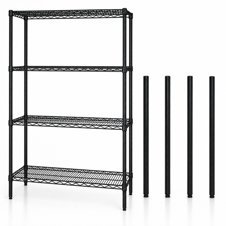Product image #3 for Quantum 36" W x 36" D x 63" H Black Epoxy Antimicrobial Wire Shelving Starter Kit
