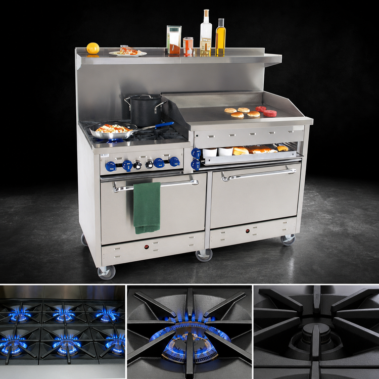 Product image #3 for Comstock-Castle 60-Inch Gas Range with 4 Star Burners, 36-Inch Raised Griddle and 2 Standard Ovens