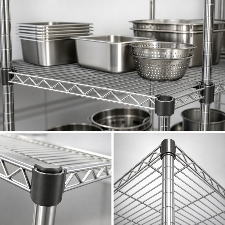 Product image #3 for Eagle Group QuadTruss Quad-Adjust Wire Shelf, 36 x 18 Inches, 800 lb. Capacity, Stainless Steel Finish