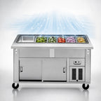 Thumbnail image #3 for Dinex DineXpress DXP3CB 3-Pan Mechanically Cooled Mobile Stainless Steel Cold Food Serving Counter, 46 Inches