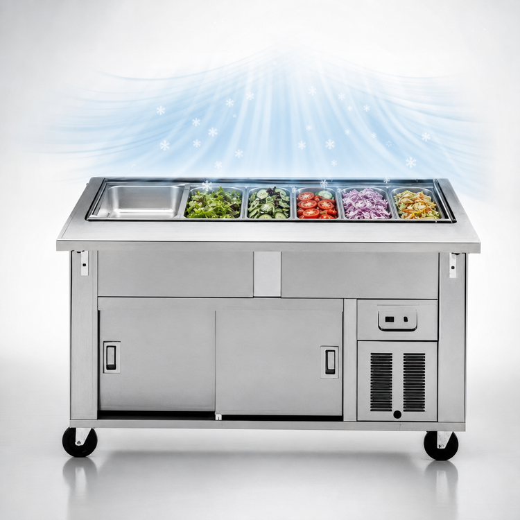 Product image #3 for DineXpress DXP3CB 3-Pan Cool Breeze Cold Food Serving Counter, 46 Inches Long