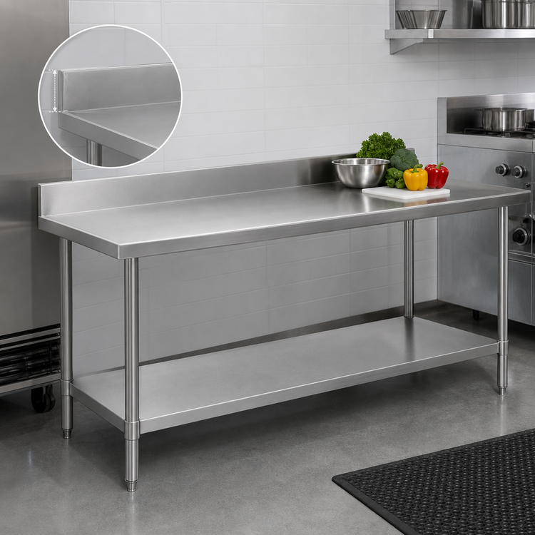 Product image #3 for Eagle Spec-Master Marine Series 108-Inch x 24-Inch Stainless Steel Work Table with 4-1/2-Inch Backsplash and Adjustable Undershelf
