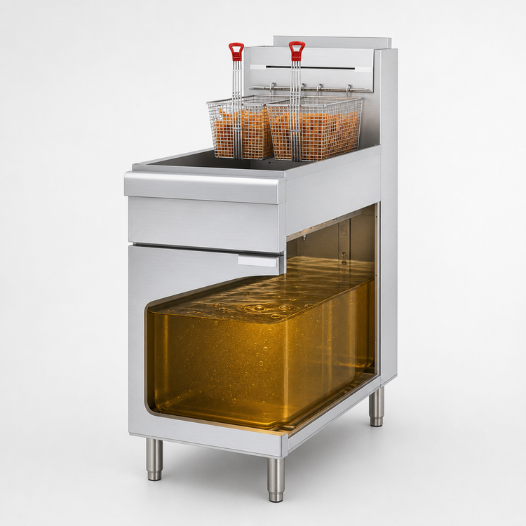 Product image #3 for KoolMore 40 lb Floor Standing Liquid Propane Commercial Deep Fryer, 90,000 BTU, 2 Baskets