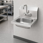 Thumbnail image #3 for Krowne HS-67 Wall-Mounted Stainless Steel Hand Sink with Electronic Faucet, 12-1/2"W x 9-3/4"D Bowl