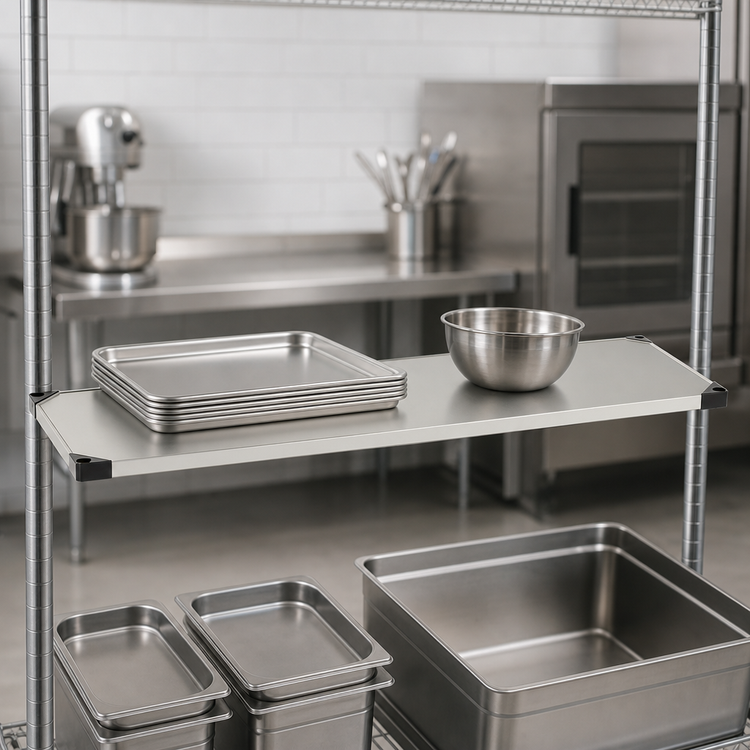 Product image #3 for Metro Super Erecta 60 Inch x 18 Inch Flat Solid Stainless Steel Shelf with Raised Ship's Edge