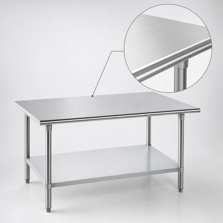 Product image #3 for Advance Tabco MG-247 84 x 24 Inch 16 Gauge 304 Stainless Steel Work Table with Galvanized Undershelf