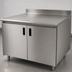 Thumbnail image #3 for Advance Tabco Special Value Economy 60 Inch x 30 Inch Enclosed Work Table with Cabinet Base and Sliding Doors, 16 Gauge 304 Stainless Steel Top, 5 Inch Backsplash