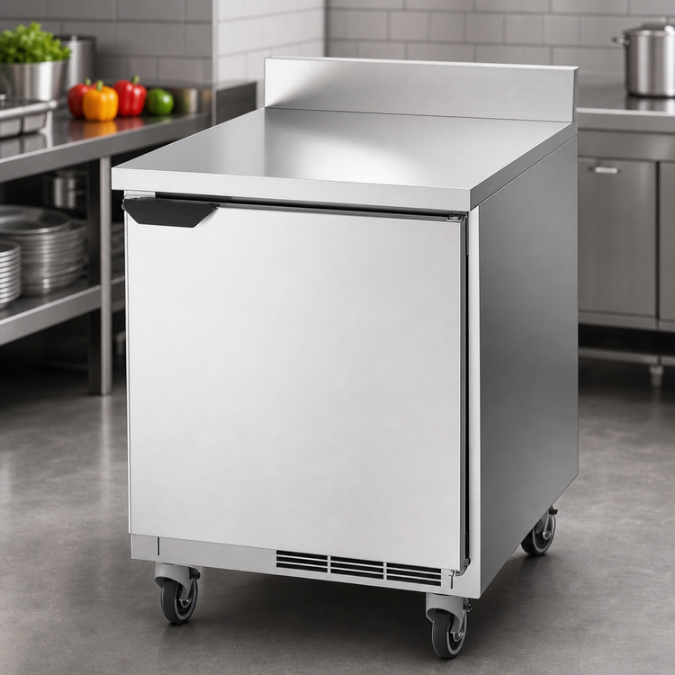 Product image #3 for Beverage-Air 27 Inch 1-Section Worktop Refrigerator with Solid Door and Foamed-In-Place Backsplash