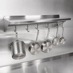 Thumbnail image #3 for John Boos Stallion BHS1672PR-16/304 72-Inch Wall-Mount Type 300 Stainless Steel Pot Rack Shelf with 6 Hooks, 16-Inch Deep