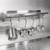 Thumbnail image #3 for John Boos Stallion 72-Inch x 16-Inch Wall-Mount Stainless Steel Pot Rack Shelf with 6 Hooks