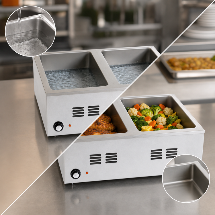 Product image #3 for RedHots Countertop Electric Food Warmer with 2 Full-Size Pan Openings, Wet/Dry Operation