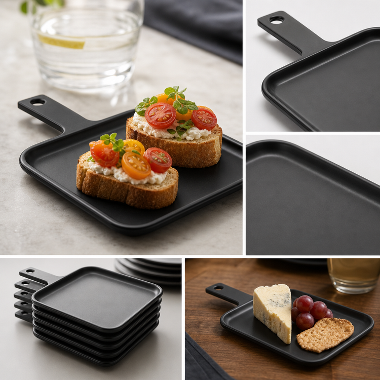 Product image #3 for American Metalcraft Black Melamine Rectangular Serving Peel with Handle, 6-7/8 x 5-1/2 Inches