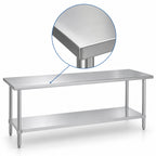 Thumbnail image #3 for Duke Manufacturing 316S-30120 120-Inch x 30-Inch Stainless Steel Work Table with Open Undershelf, 16-Gauge 300-Series Top