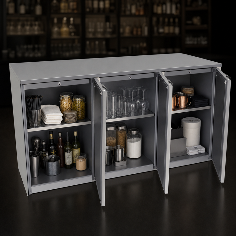 Product image #3 for Glastender Three-Section Back Bar Dry Storage Cabinet, 60-Inch Wide, Non-Refrigerated, Stationary