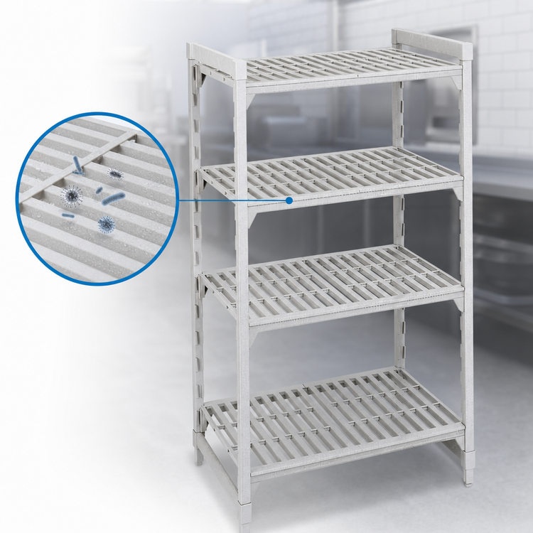 Product image #4 for Cambro Camshelving Premium 4-Shelf Louvered Stationary Starter Unit, 21 x 48 x 84 Inches, Speckled Gray