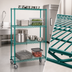 Thumbnail image #3 for Quantum 36 x 24 x 80 Inch Mobile Wire Shelving Cart with 4 Shelves, Green Epoxy Finish