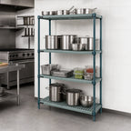 Thumbnail image #3 for Quantum WR63-2142WPM Louvered 4-Tier Stationary Wire Plastic Mat Shelving Unit, 42 x 21 x 63 Inches, Green Epoxy