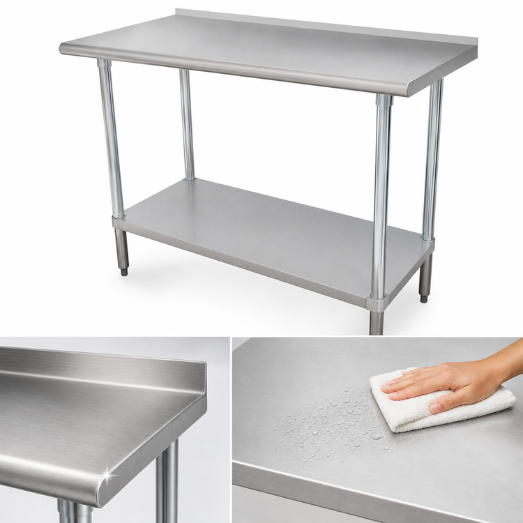 Product image #3 for Advance Tabco SFG-245 60" x 24" Stainless Steel Work Table with 1-1/2" Rear Up-Turn and Adjustable Undershelf