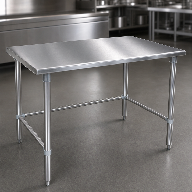 Product image #3 for John Boos Stallion 120"W x 30"D 16-Gauge Stainless Steel Work Table with Safety Edge