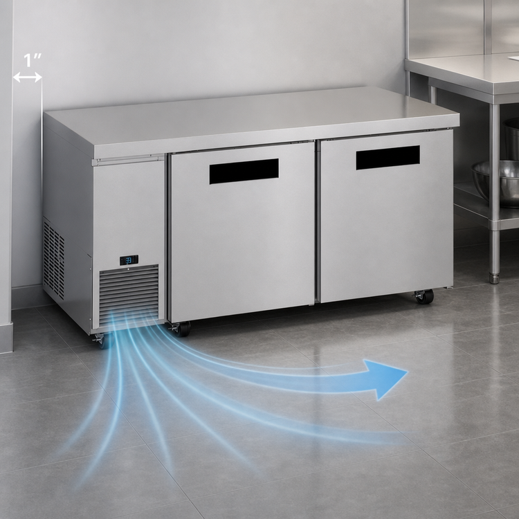 Product image #3 for Hoshizaki Steelheart ULF67B Two-Door Undercounter Reach-In Freezer, 67" W, 19.97 Cu. Ft., Side-Mounted Refrigeration