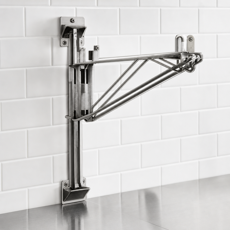 Product image #3 for Eagle Group Adjustable Post Wire Wall Mount Prepackaged Mid Unit for 18-Inch Shelves, Stainless Steel