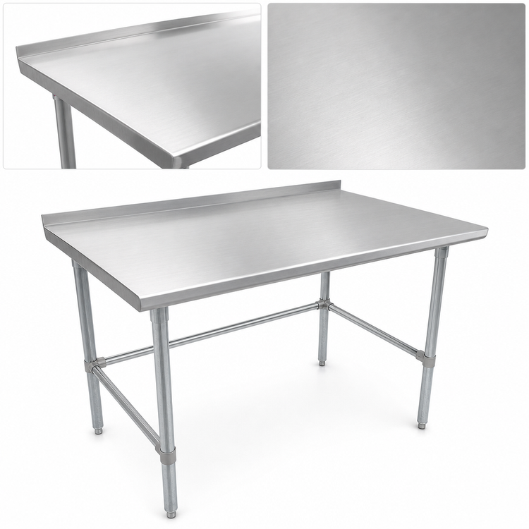 Product image #3 for John Boos Stallion 48 Inch x 30 Inch Stainless Steel Top Work Table with 1-1/2 Inch Rear Up-Turn and Galvanized Base