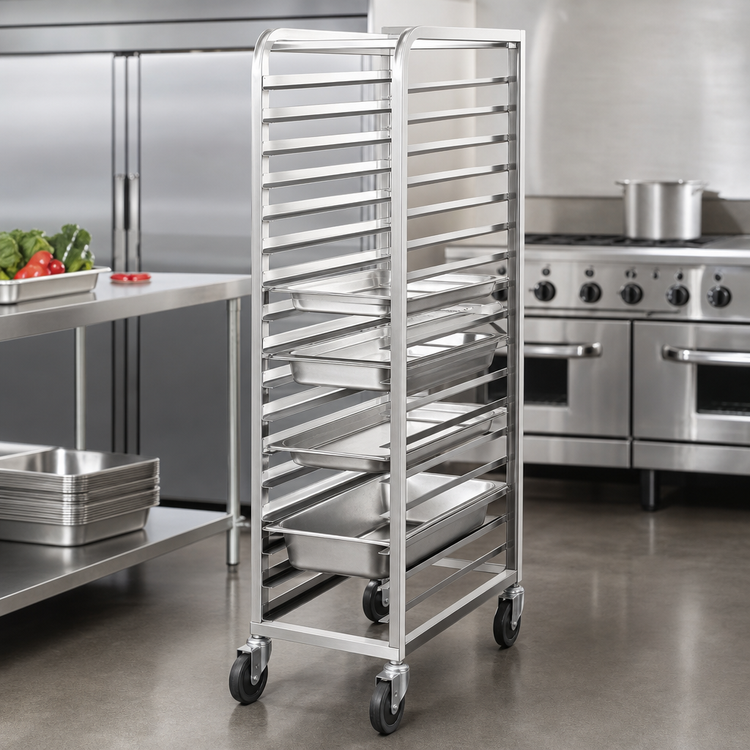 Product image #3 for Channel Manufacturing Mobile Stainless Steel End-Load 12 x 20 Steam Table Pan Rack, 19-Pan Capacity