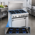 Thumbnail image #3 for Imperial Pro Series 36-Inch Gas Restaurant Range with 6 Open Burners, Cabinet Base, and Backriser with Hi-Shelf