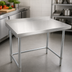 Thumbnail image #3 for BK Resources 60-Inch x 18-Inch Stainless Steel Open Base Riser Top Work Table with 1-1/2-Inch Rear Riser and Galvanized Legs