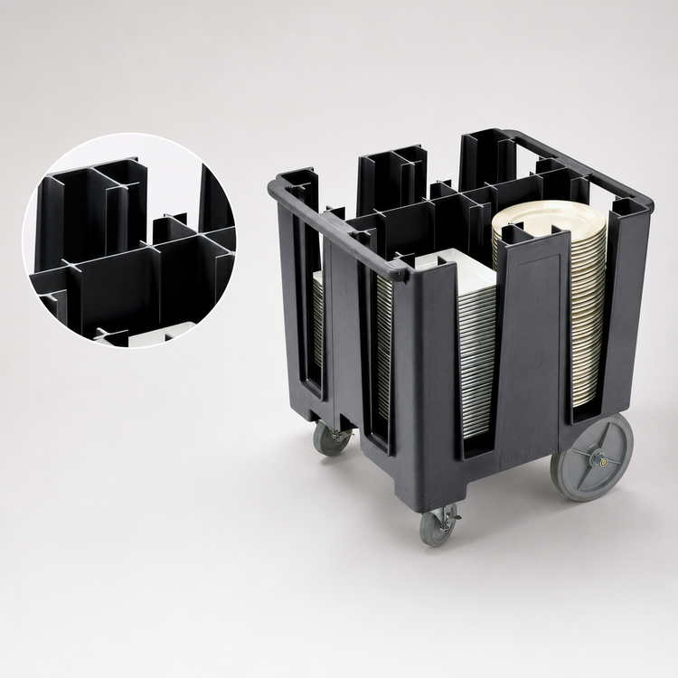 Product image #4 for Cambro Versa 4-Column Non-Adjustable Dish Caddy with Vinyl Cover, Black