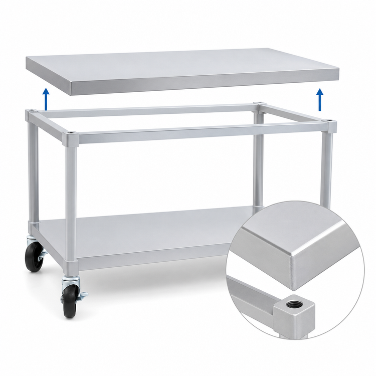 Product image #3 for New Age 48-Inch x 24-Inch Aluminum Equipment Stand with Adjustable Undershelf, 1000 lb. Capacity