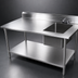 Thumbnail image #3 for John Boos 60 Inch x 30 Inch 18-Gauge Stainless Steel Prep Table With Right-Hand Sink Bowl, 5-Inch Backsplash and Undershelf